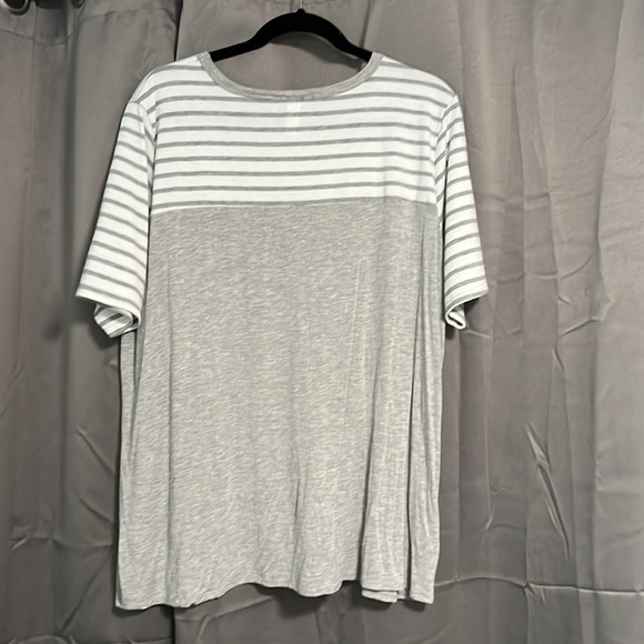 2X Heimish USA Heather Gray and White Stripes and Hot Pink Pocket - Picture 3 of 4